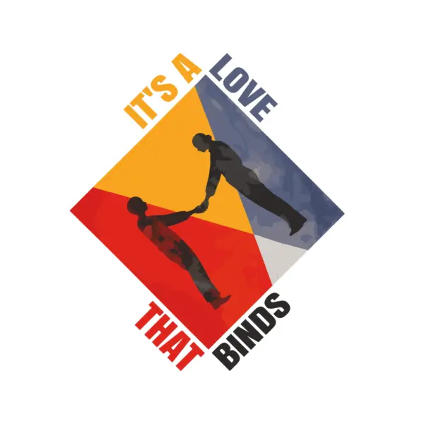 Couple intertwined by their hands with a love phrase design