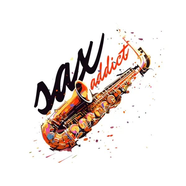 Saxophone accompanied by a musical phrase design