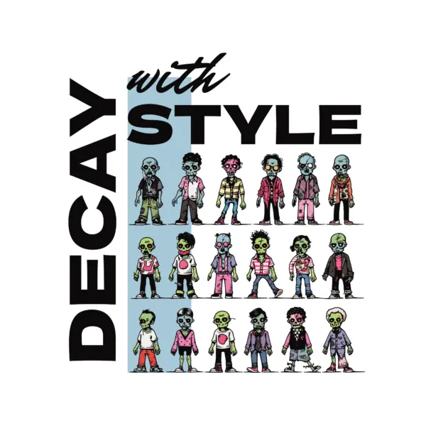 Group of zombies with different styles of clothing design