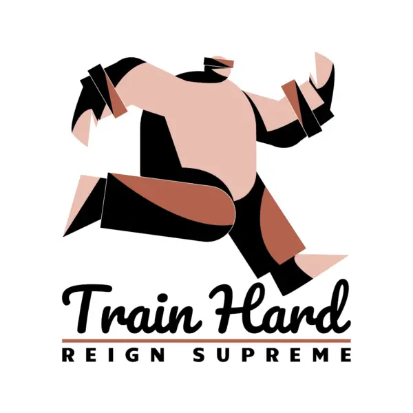 Boy jogging accompanied by a motivational phrase design