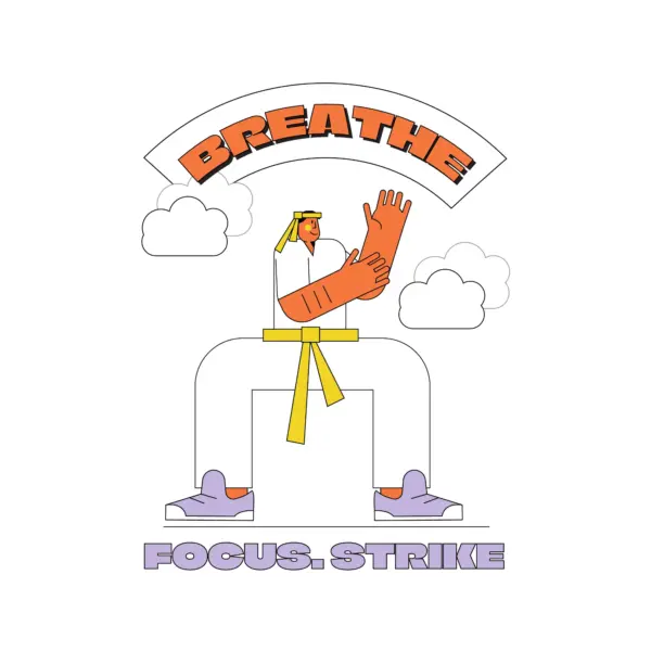 Boy practicing karate design