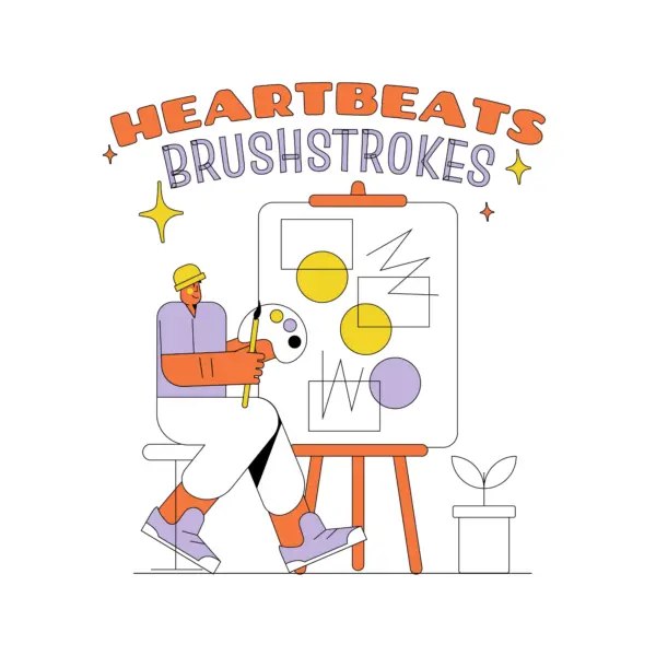 Boy sitting while painting on a canvas design