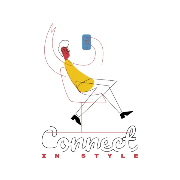 Boy sitting with his phone while connecting with the world design