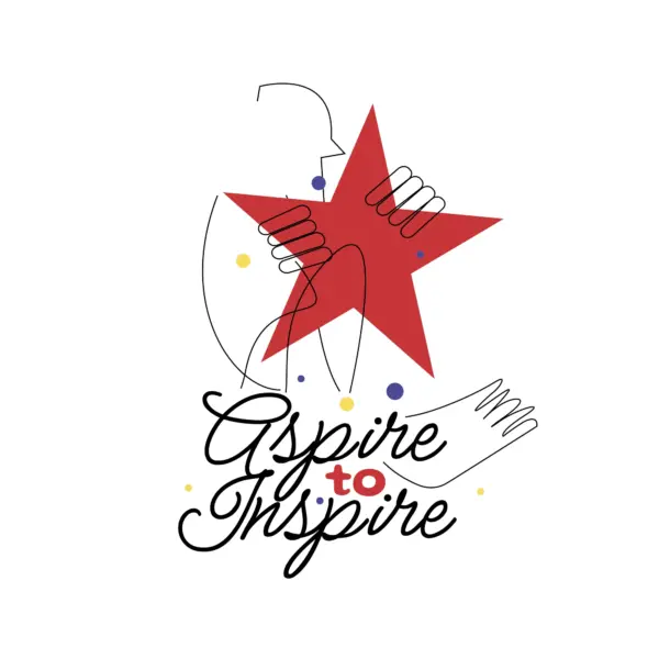 Character made with lines accompanied by a star and a sentence design