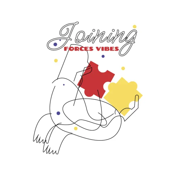 Character made with lines joining a puzzle design