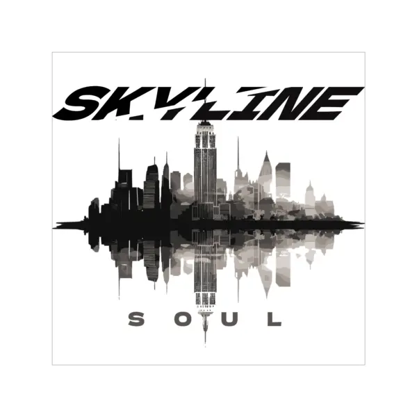 Silhouette of the empire state and new york accompanied by a phrase design