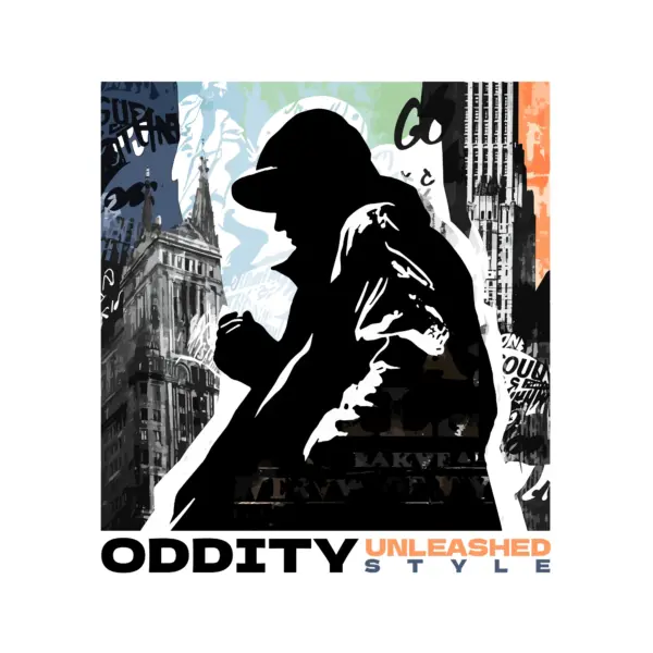 Stranger silhouette with a collage of cities in the background design