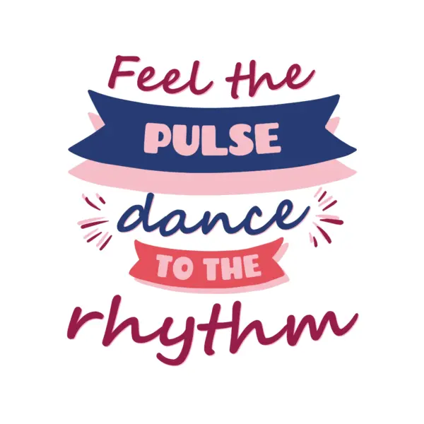 Musical and dance phrase decorated with sparkles, ribbons and a variety of colors