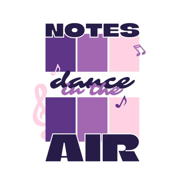 Musical phrase decorated with colored stripes and musical signs design