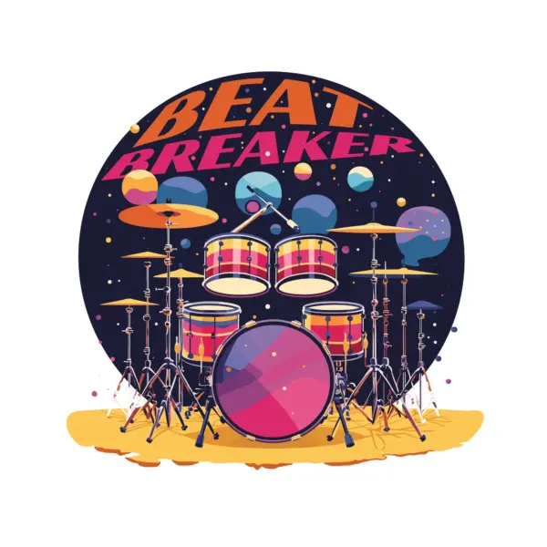 Music drums accompanied by a musical phrase design