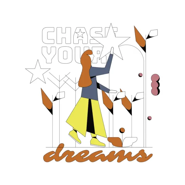 Girl adding dream-shaped stars to the sky design