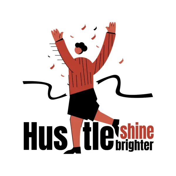 Girl breaking the finish line ribbon design