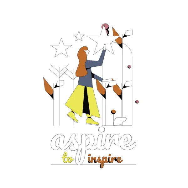 Girl raising her ideas and dreams in the form of stars design