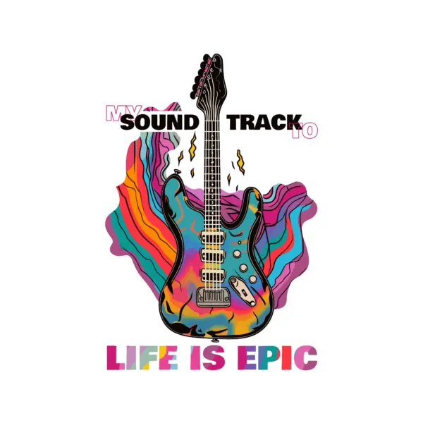 Guitar decorated with a variety of flowing colors design