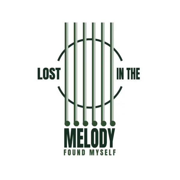 Guitar strings accompanied by a phrase on melody design