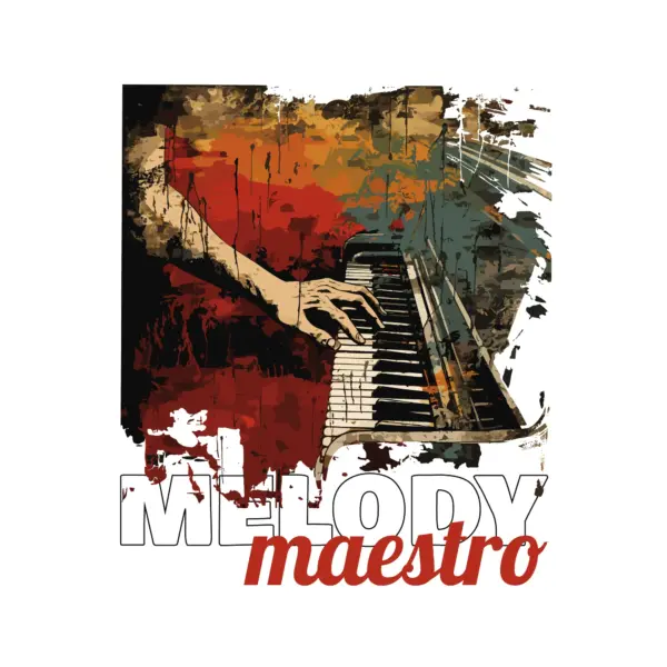 A person playing a piano in a worn design