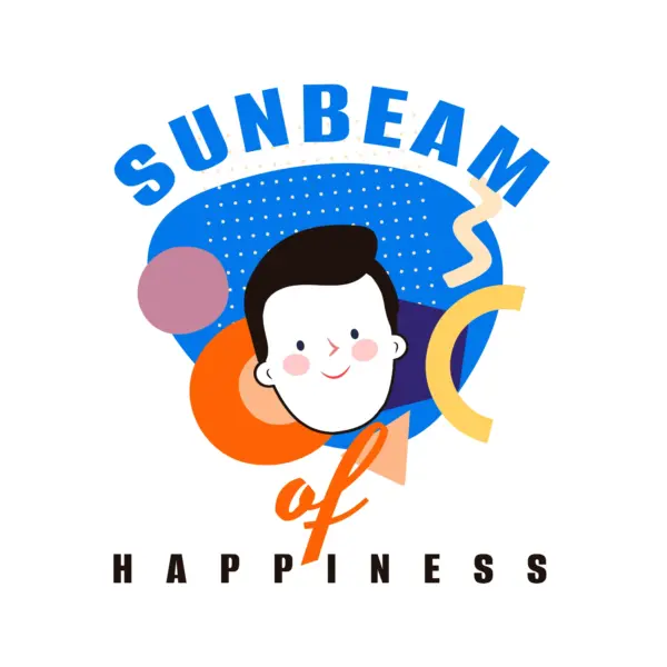 Head of a happy boy accompanied by a sentence design