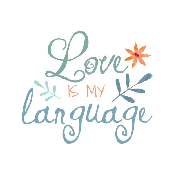 Love phrase made with a handwritten font accompanied with flowers design