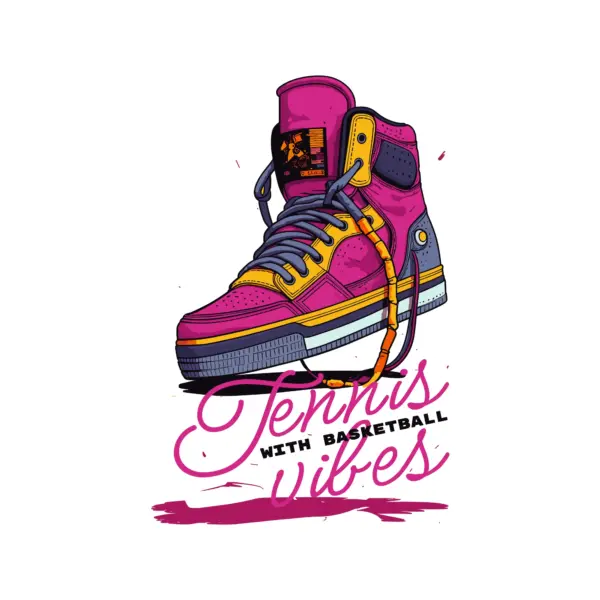 Iconic boot sneakers with baskeball phrase design