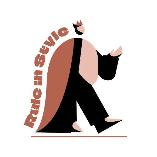 King with crown and cape accompanied by a sentence design