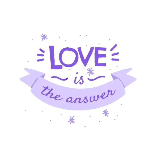 Love phrase in red color decorated with particles, sparkles, ribbons and ornaments design