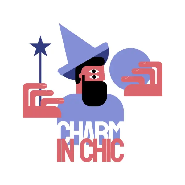 Magician holding his magic wand accompanied by a sentence design