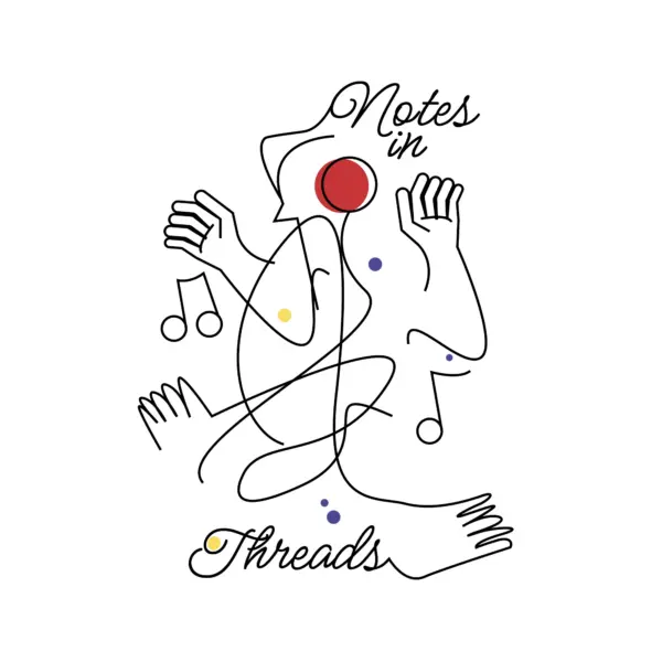 Shaped person with lines listening to music design