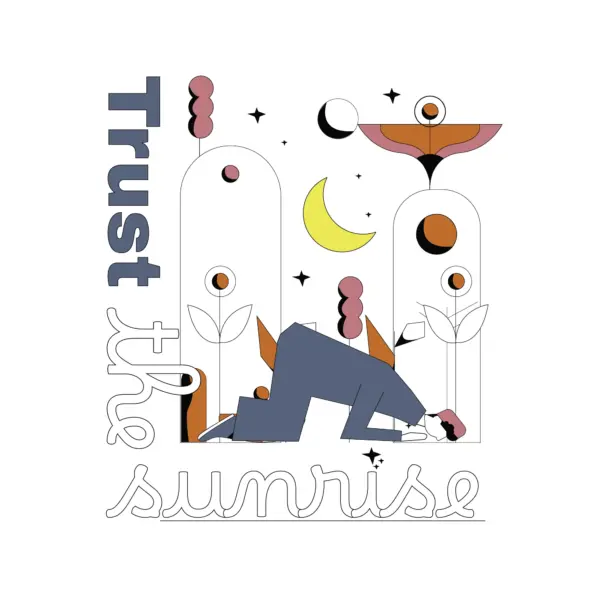 Man taking a dip on an abstract background design