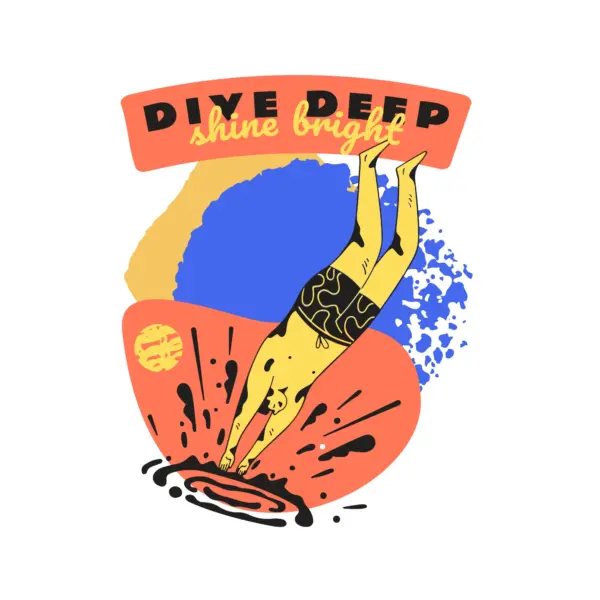 Man taking a dip on an abstract background design