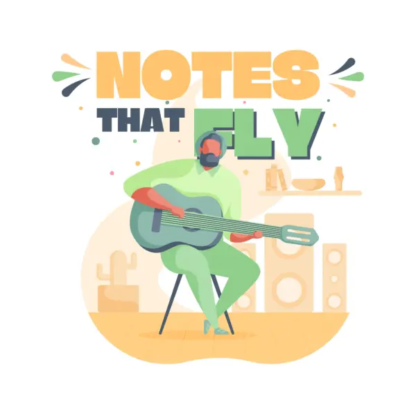 Man sitting with a guitar producing music design