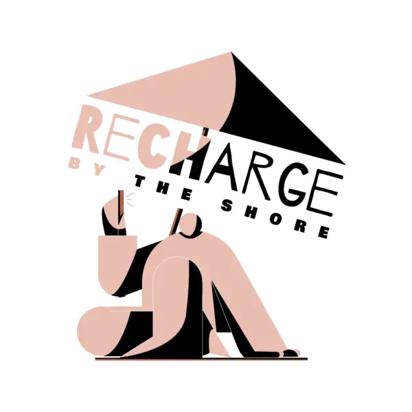 Motivational phrase to recharge while a guy sunbathes design