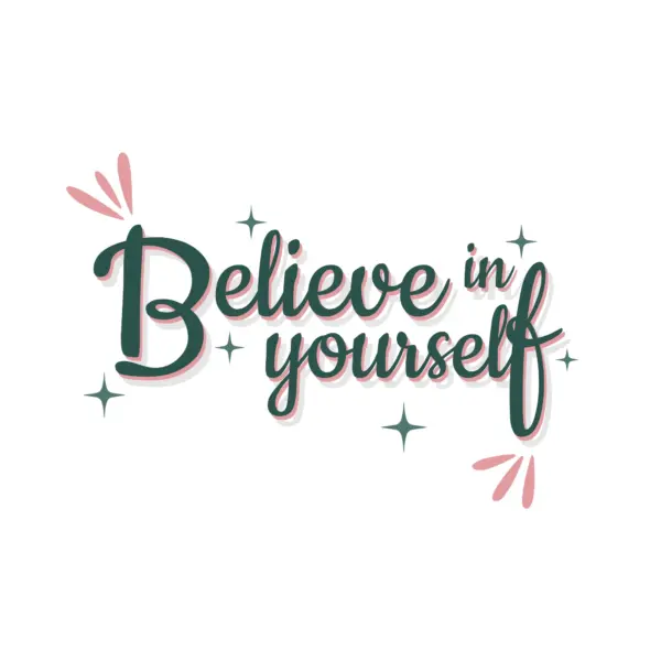 Small motivational phrase in horizontal with stars with sparkles on the tips of the designs design