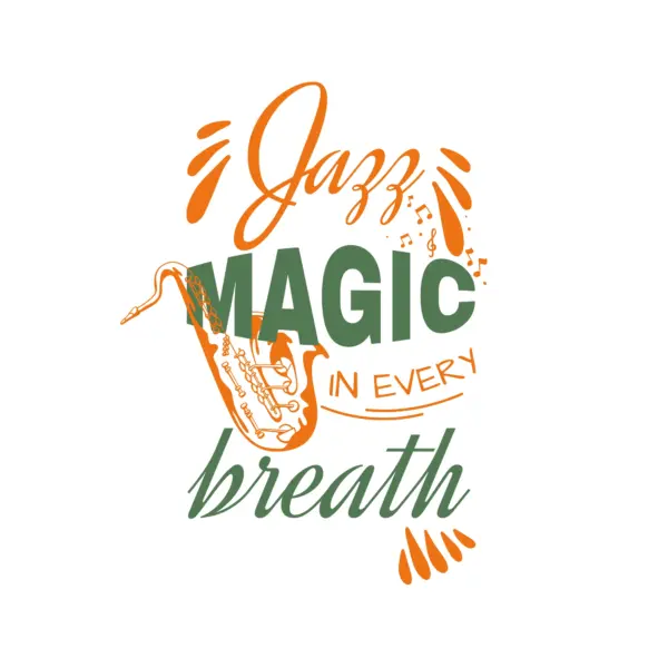 Musical phrase accompanied by a saxophone design