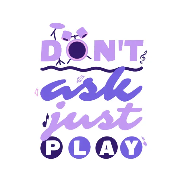 Musical phrase decorated with a drum set design