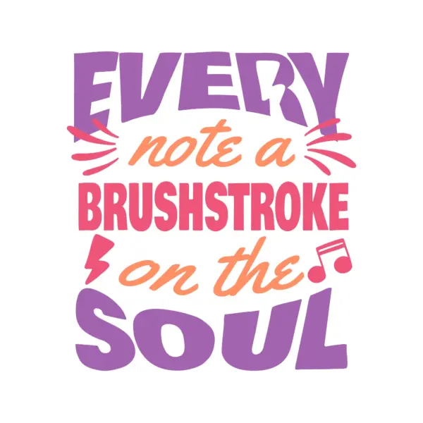 Musical phrase decorated with iconic signs, stars and rays design