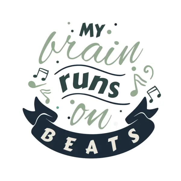 Musical phrase decorated with ornaments and particles design