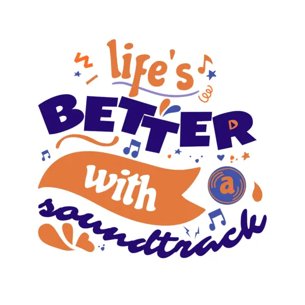 Musical phrase decorated with ornaments, particles, and musical signs design