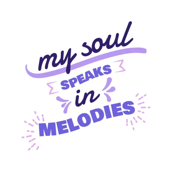 Musical phrase decorated with purple ornaments design