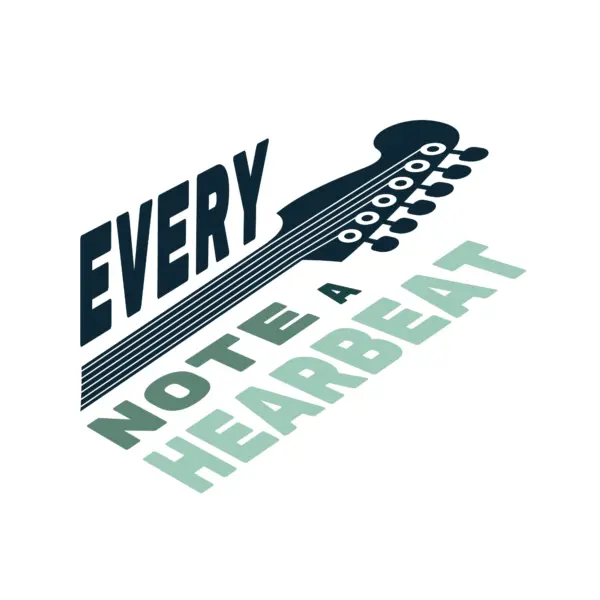 Musical phrase decorated with the body of a guitar design