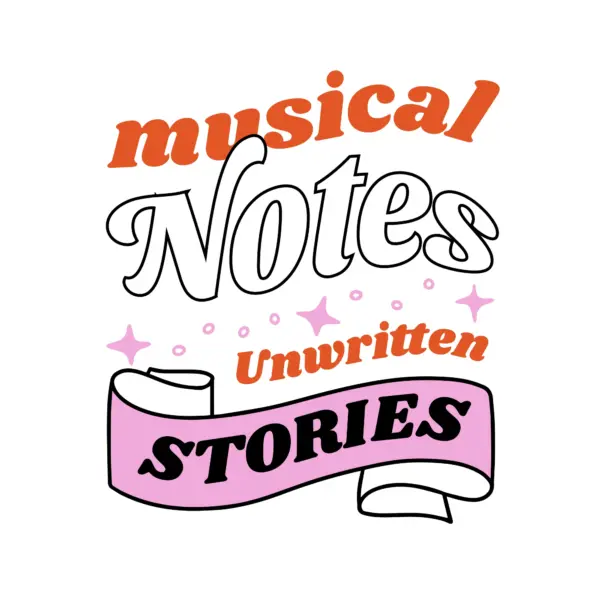 Musical phrase decorated with stars in a comic style design