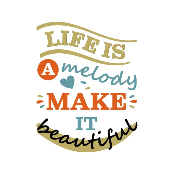 Phrase of melodies with colors, flashes and different typographies design