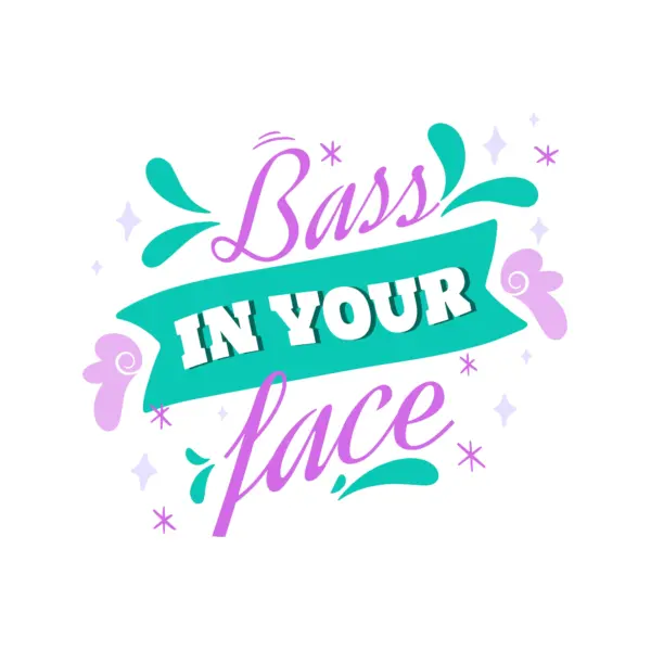 Music phrase with stars, clouds and flowing drops design