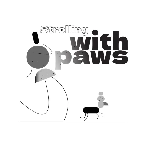 Phrase accompanied by a person walking his pet design