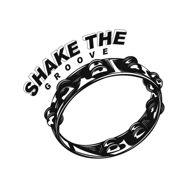 Silhouette of a tambourine accompanied by a phrase in 3D style design