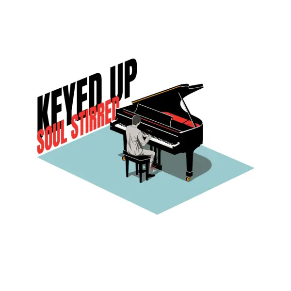 Man playing a piano in an isometric style design