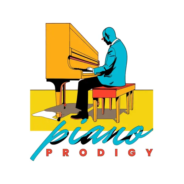 Man seated playing his piano design