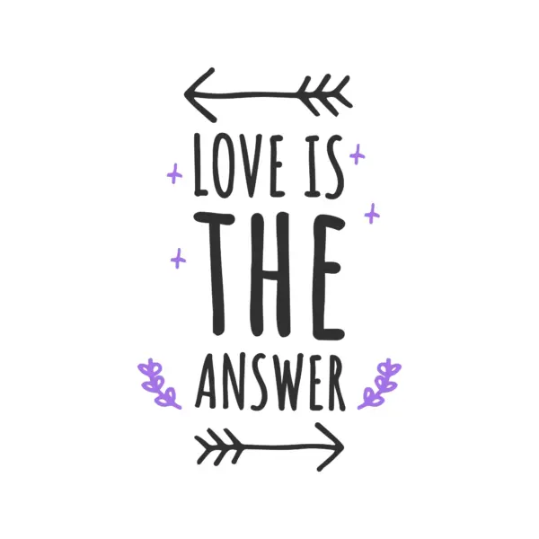 Handwritten love phrase with handwritten fonts decorated with arrows, hearts and leaves design