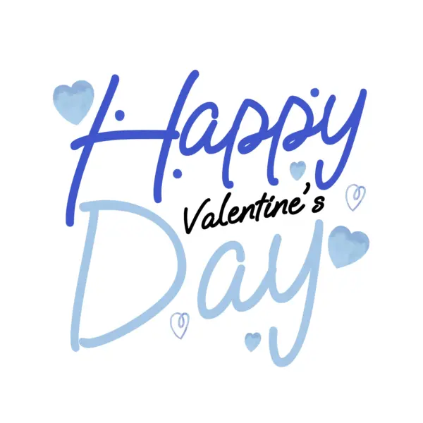 Valentine’s day phrase decorated with hearts in watercolor style design