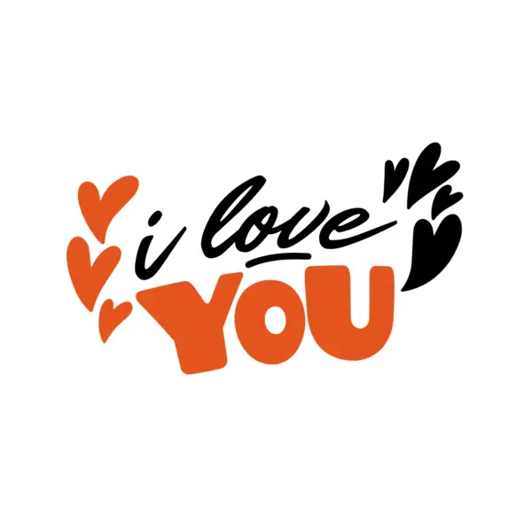 Small two-colored love phrase decorated with ornaments design