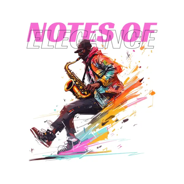 Street artist playing his saxophone in an explosion of colors design